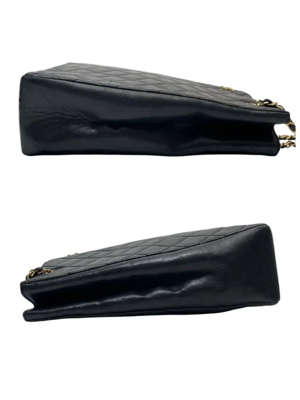 Chanel Quilted Lambskin Chain Shoulder Tote Bag Black